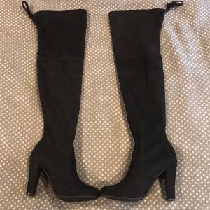 Black over the knee suede like boots